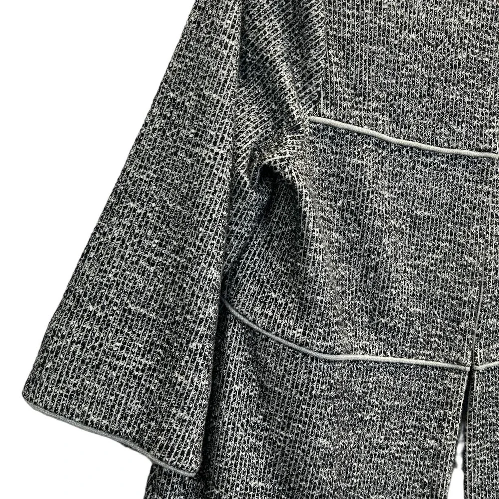Cabi Topper Jacket‎ M Open Front Tiered Knit Gray Black Office Casual Classic